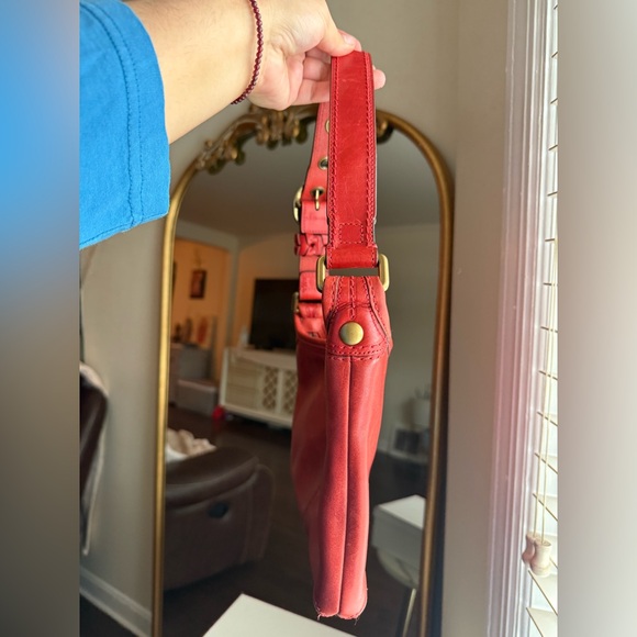 Coach Bleecker Tattersall Red Orange Leather Shoulder Bag - Picture 2 of 9